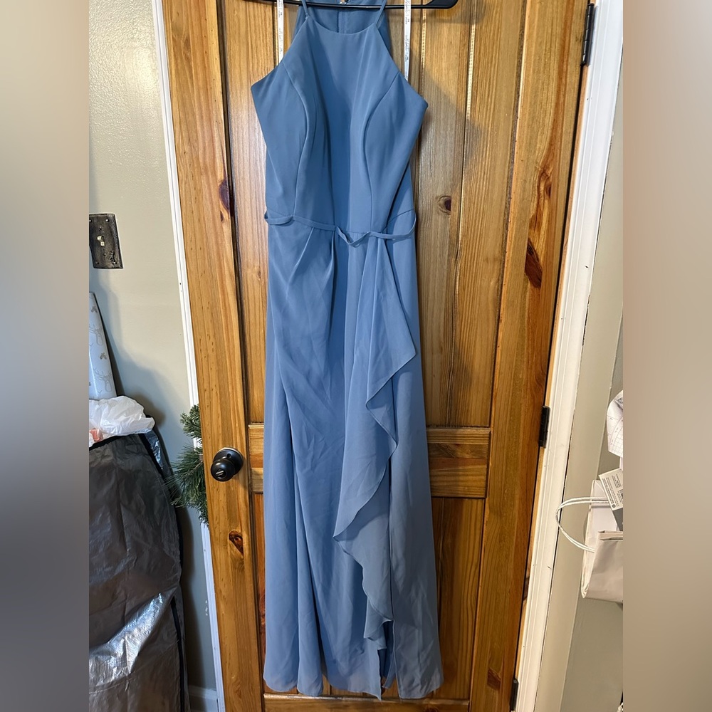 Strapless Blue Bridesmaid Gown